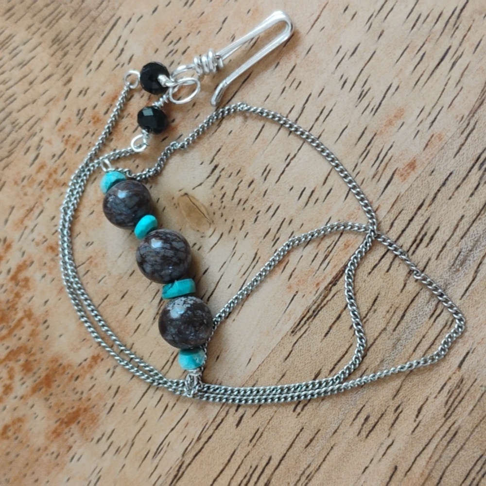 Kingman Turquoise and Jasper Necklace - Picture 9 of 10